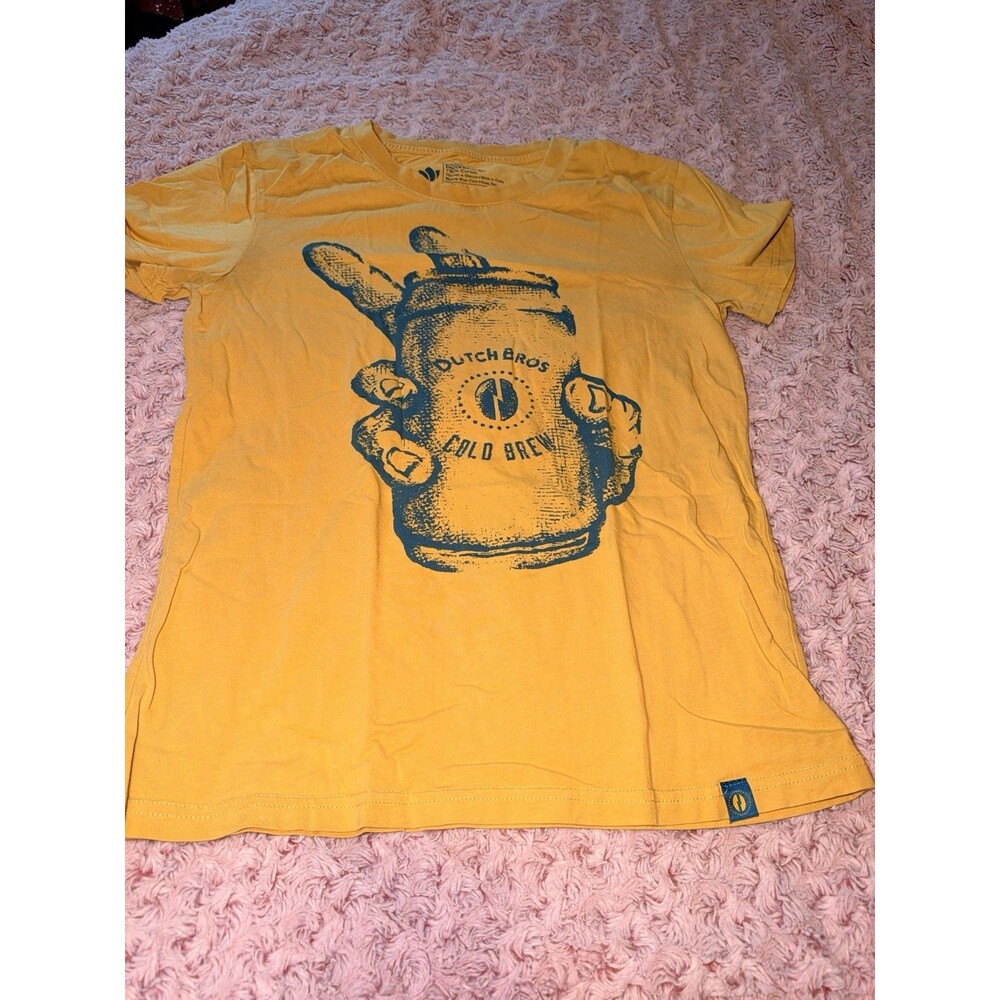 Dutch Bros Coffee 'Cold Brew' T-Shirt Yellow Adult Small Top